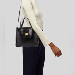 Salvatore Ferragamo Embossed Leather Top Handle Bag (Retail $3,250)